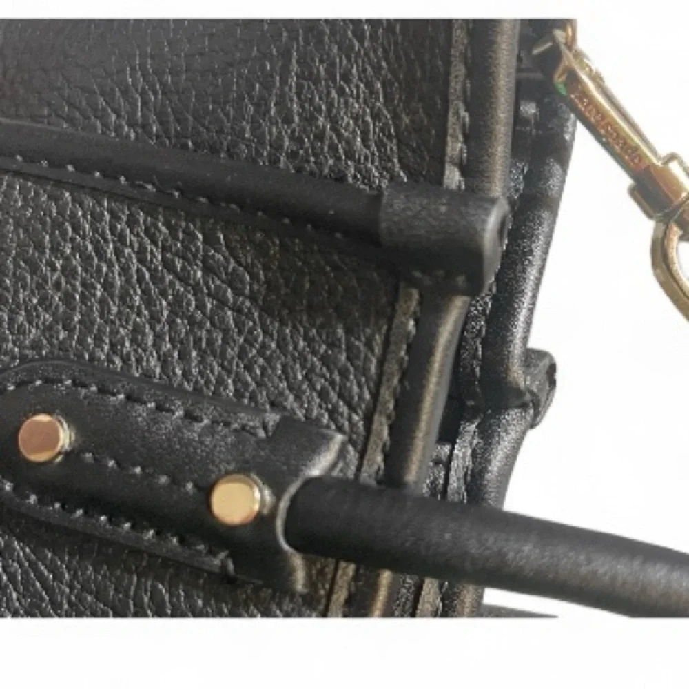 Kate Spade ELLA Mini Black Tote with Cream Logo and silver hardware.